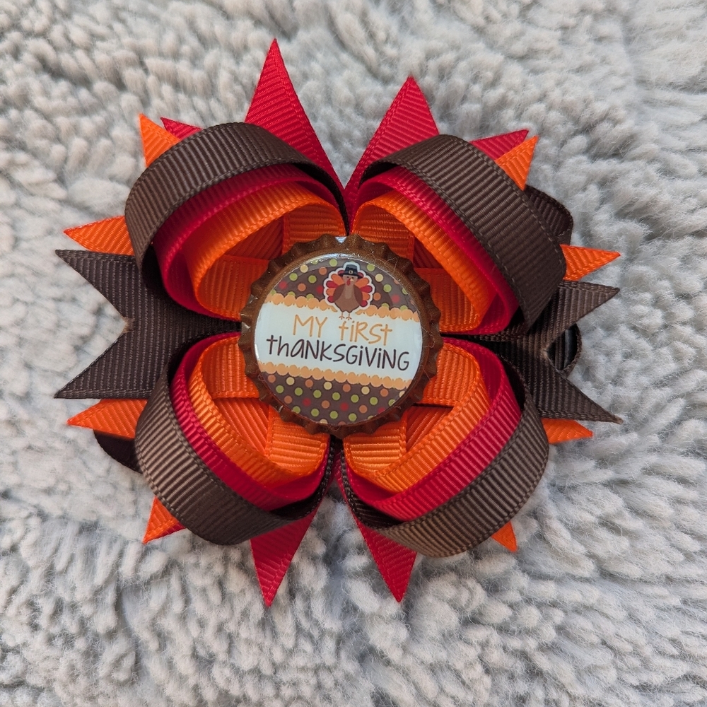 My First Thanksgiving Boutique Hair Bow Clip
